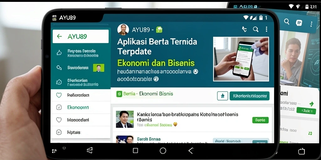 Tampilan antarmuka aplikasi AYU89 untuk berita ekonomi dan bisnis.