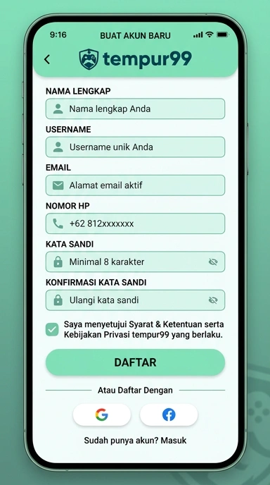 Tampilan halaman daftar tempur99