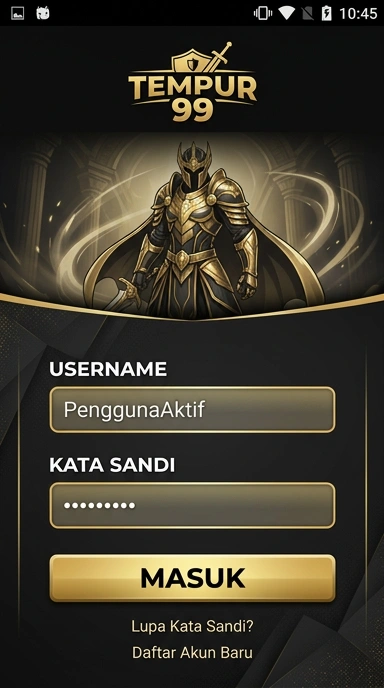 Tampilan halaman login tempur99