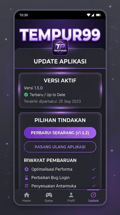 Tampilan riwayat versi tempur99
